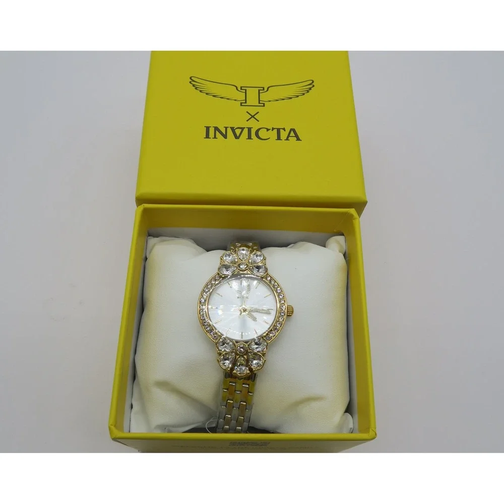 Invicta Wildflower Womens Watch Two Tone Rose Gold Silver Crystal Accented